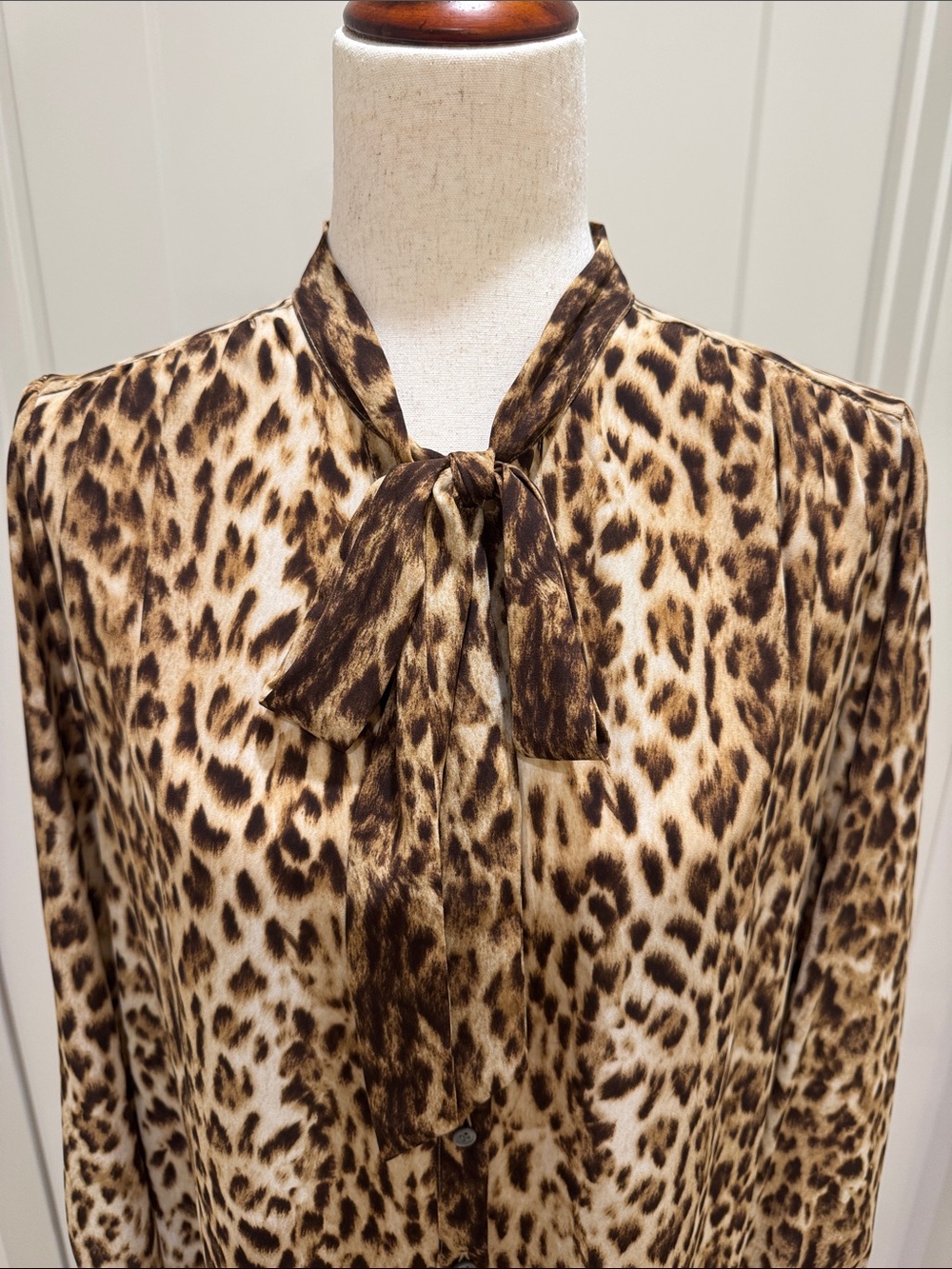 J. Crew Leopard Print Tie-Neck Blouse - Picture 2 of 7